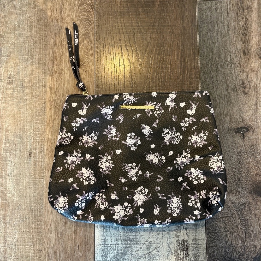 Steve Madden Floral Cosmetic Bag Zip Makeup Pouch Purse Insert Organizer